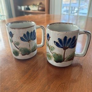 Pair Otagiri Blue Flower Mugs